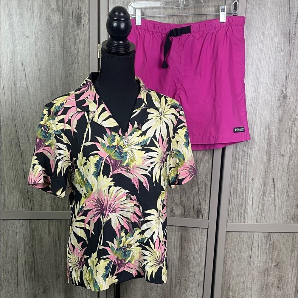 Bundle! Tommy Bahama Silk Floral Shirt Columbia Shorts Women's M
